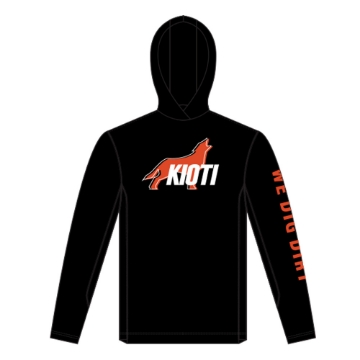 We Dig Dirt Hooded Long Sleeve Product Image with KIOTI logo on the front