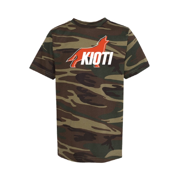 Youth Camo Tee Product Image with KIOTI logo on the front