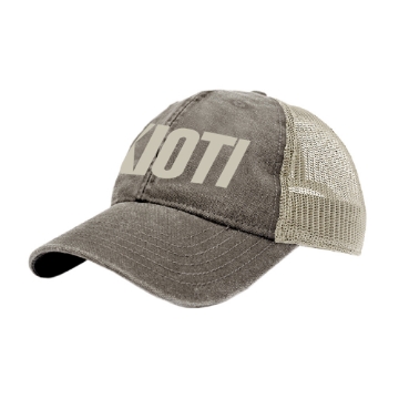 Custom Washed Grey Cap Product Image with KOITI logo on the front