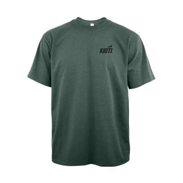 KIOTI Script Tractor Tee in green with small KIOTI logo on chest
