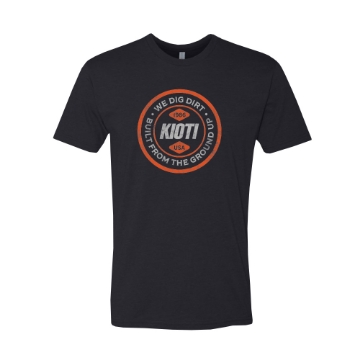 Kioti Ground Up Tee in black with circular logo and “We Dig Dirt” slogan