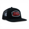 Angled side view of black Kioti Tractor mesh back cap with embroidered front logo